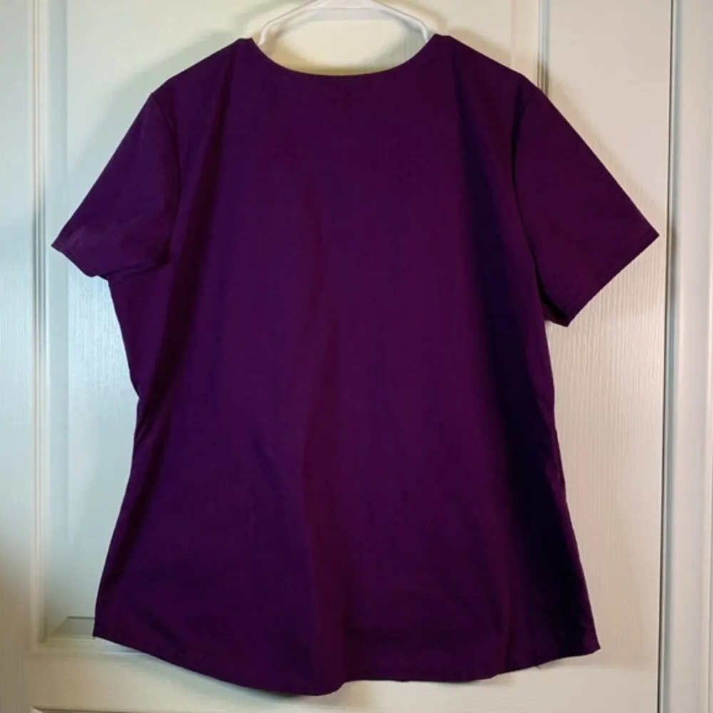Scrubstar Purple Three-Pocket Scrub Top Hospital Medical Nurse Large EUC #2851 - Image 2