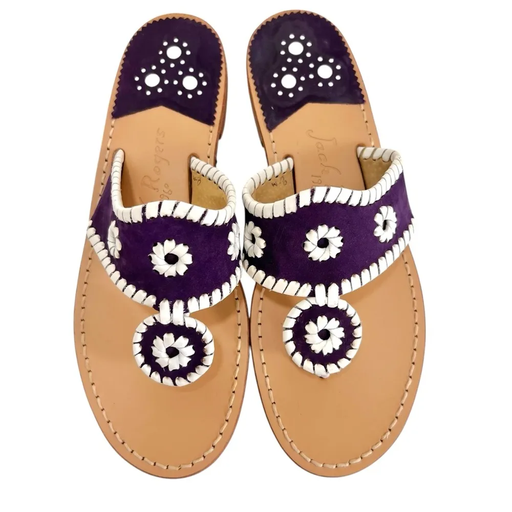 JACK ROGERS NAVAJO SANDALS In PLUM PURPLE & WHITE - Image 10