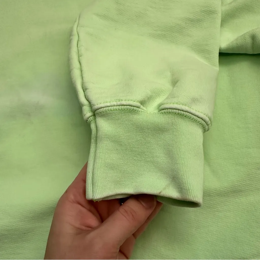 Good American Size L Boyfriend Crew Neck Sweatshirt in Electric Lime Neon Green - Image 10