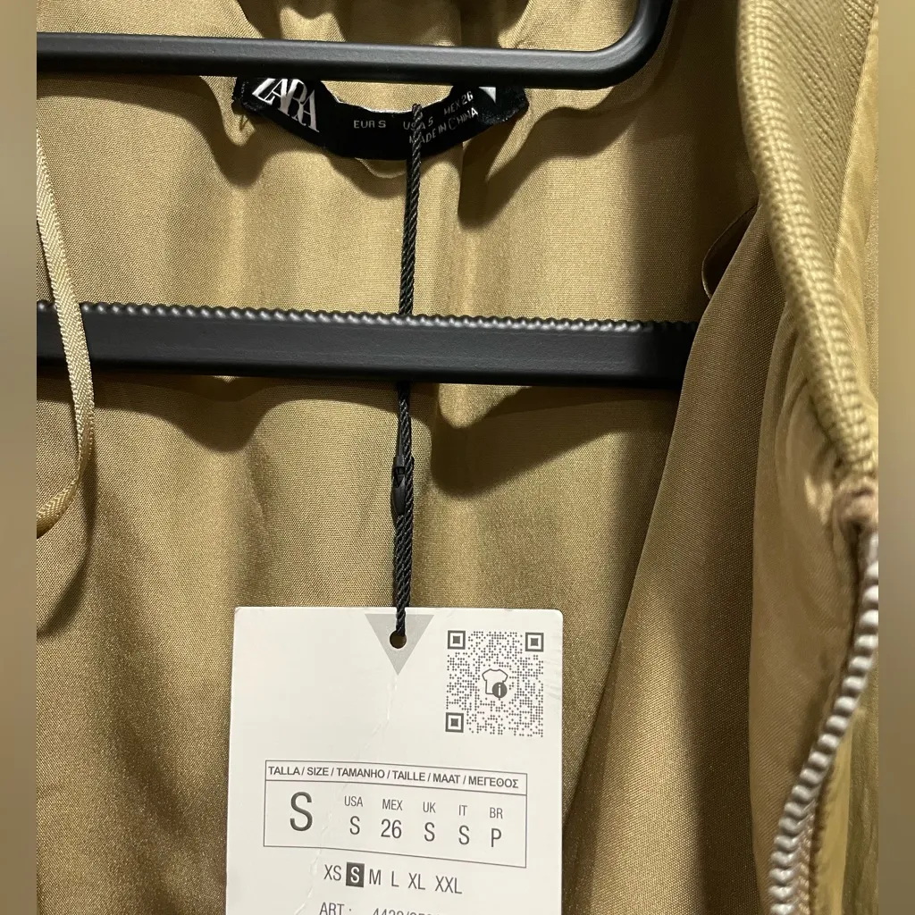 Zara Olive Bomber Dress Jacket Coat Size Small - Image 7