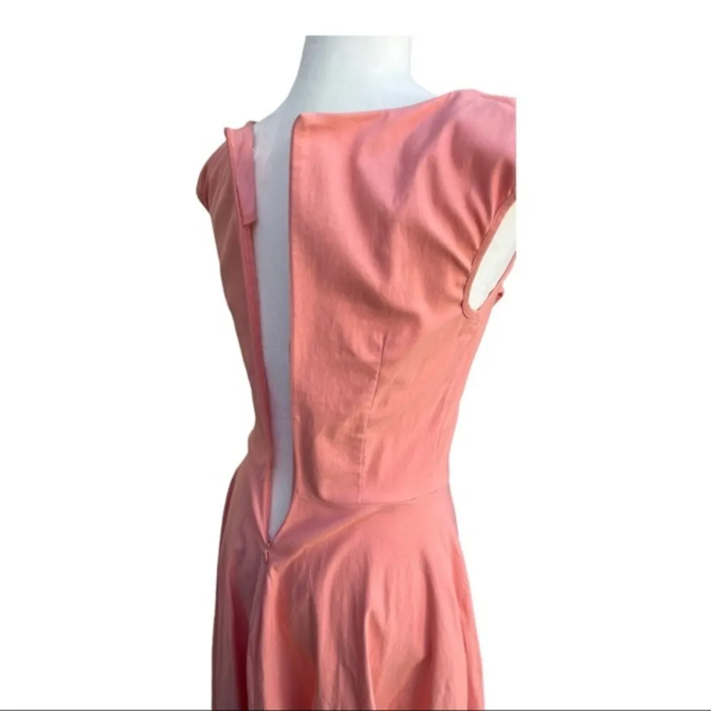 MUXXN Peach 50s Style Swing Fit Flare Cap Sleeve Dress Rockabilly Sz Small‎ - Image 7