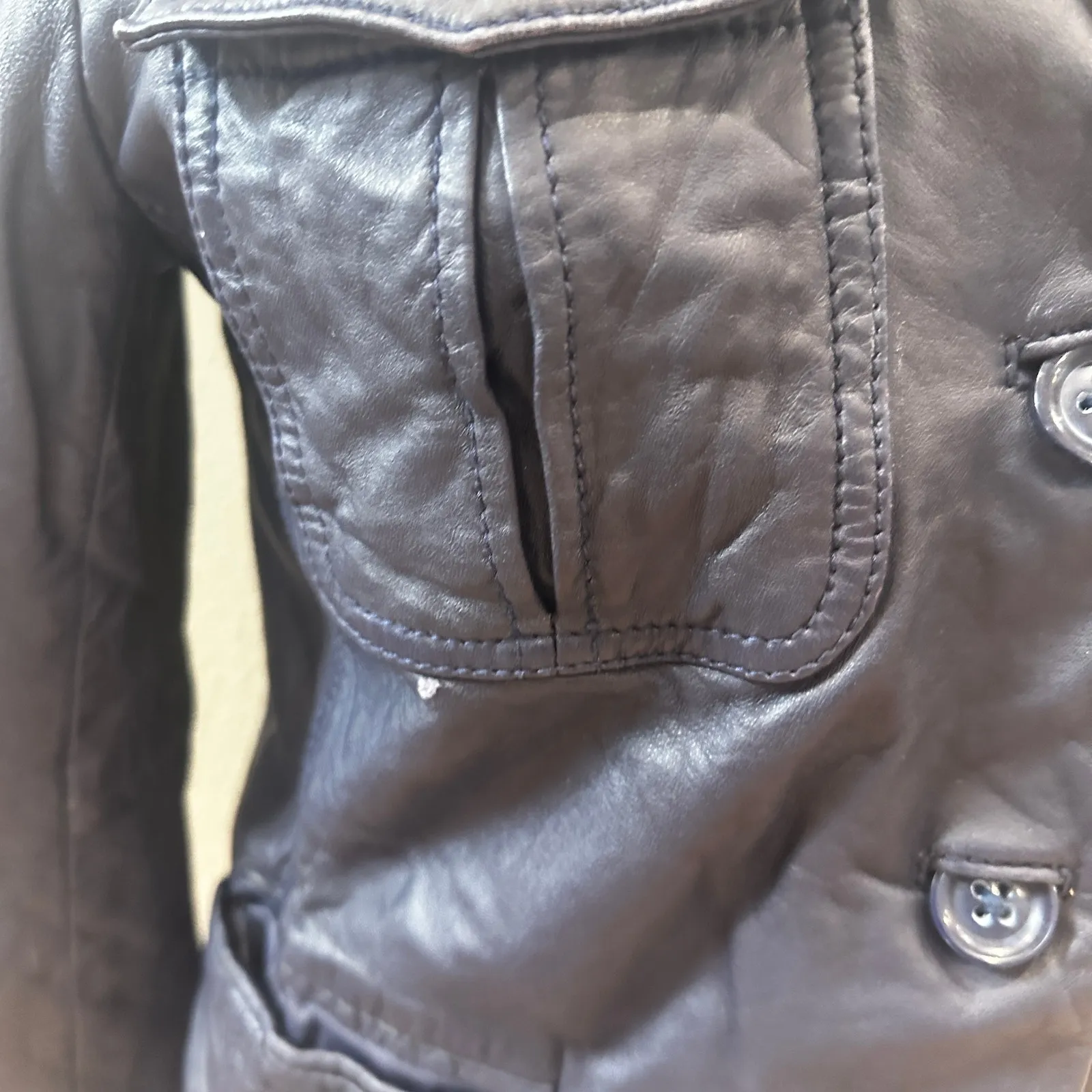 Zadig & Voltaire Blue Real Leather Jacket MEDIUM Cropped Lambskin Designer $800 - Image 14