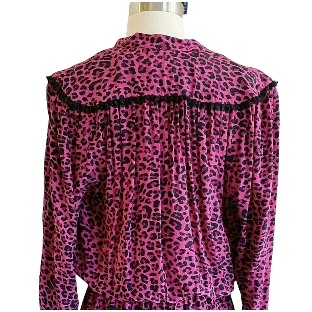 ZADIG & VOLTAIRE Reveal Leopard Print Dress Hot Pink Black MSRP $398 Large NWT - Image 5