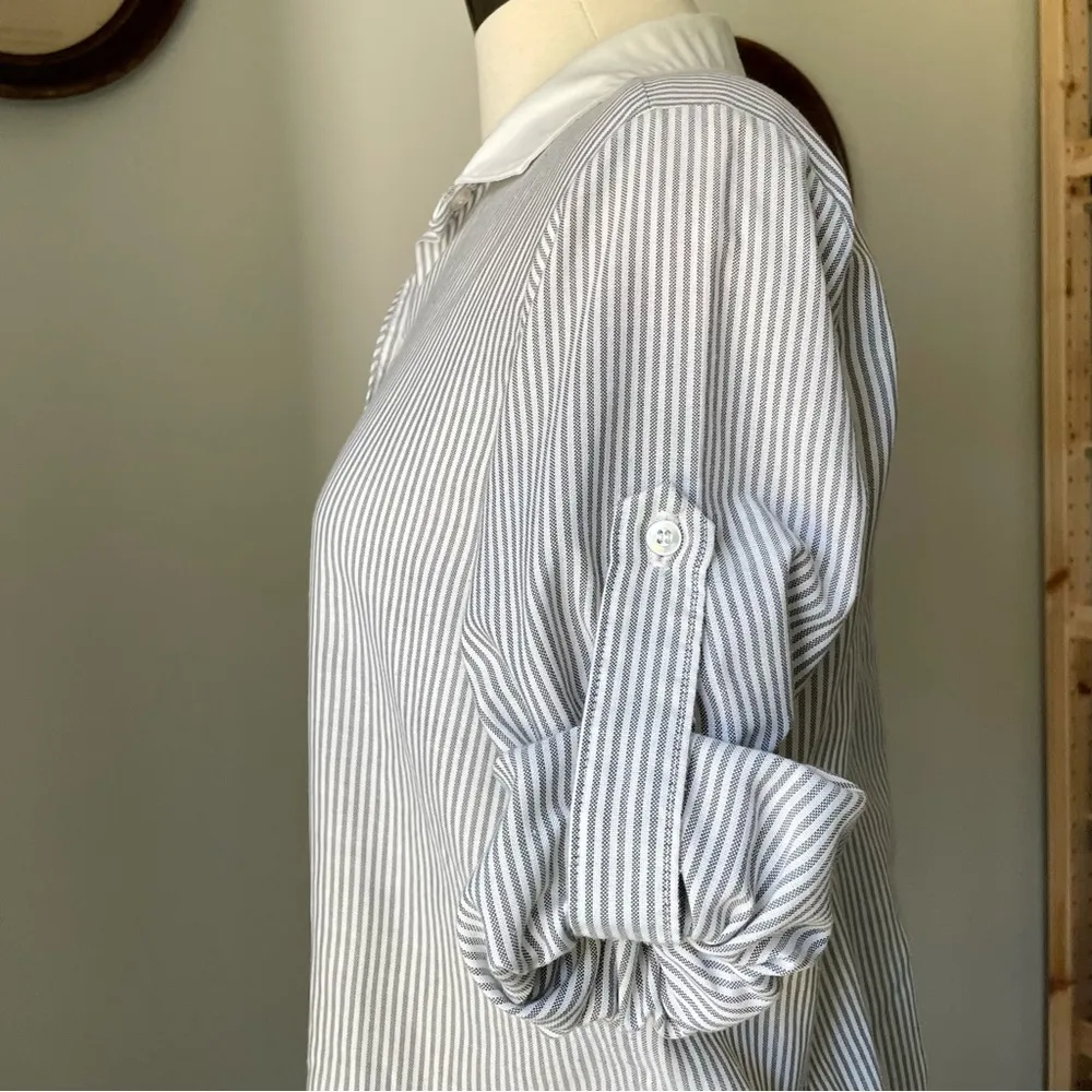 VINTAGE 1980s cotton pinstripe shirt - Image 4