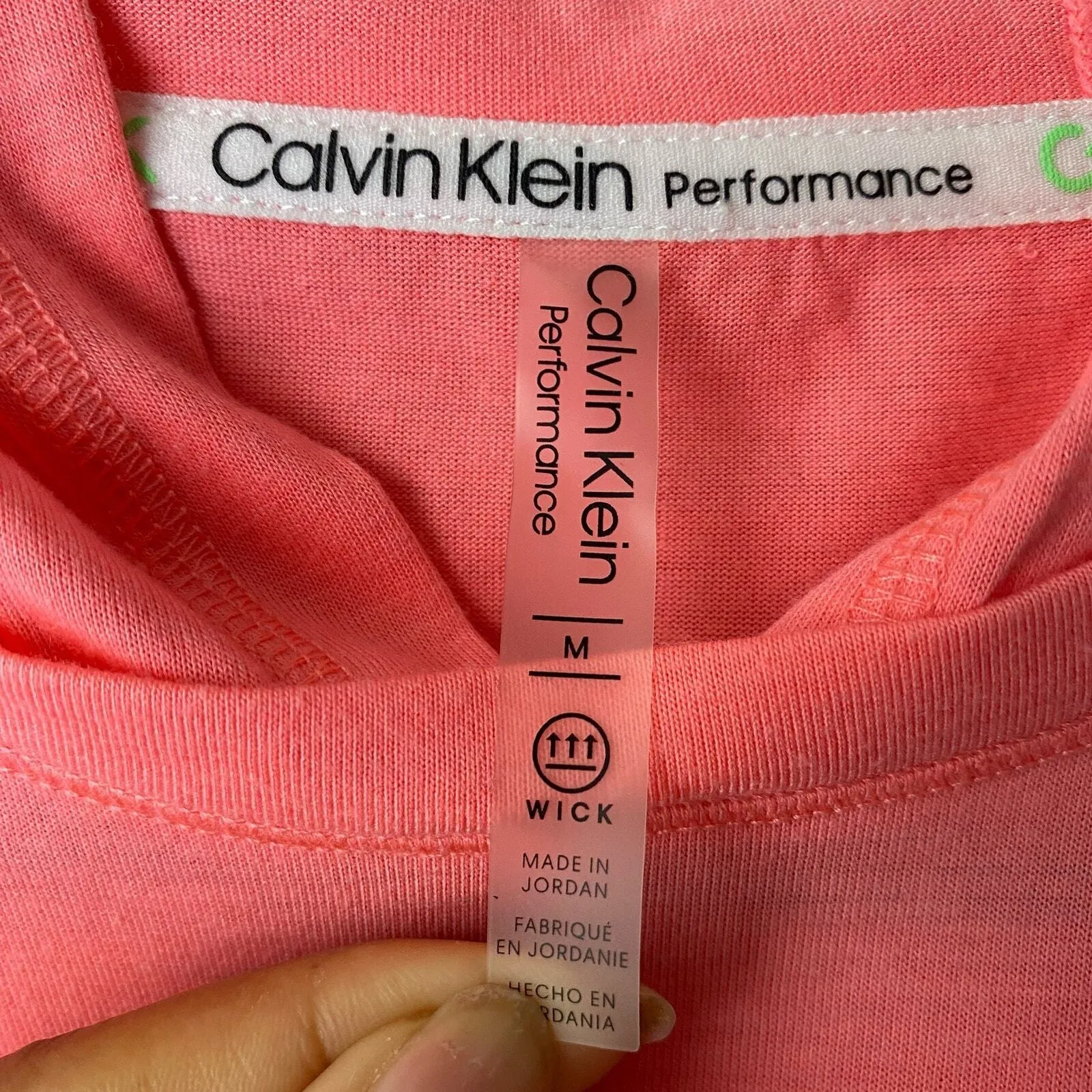 Calvin Klein Performance sz M Coral Cropped Hoodie Long Sleeve Athletic Work out - Image 8