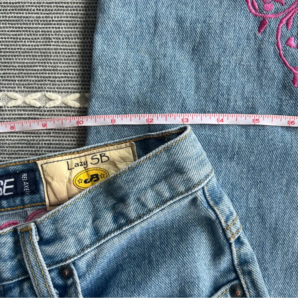 Y2K Cruel Girl Low Rise Pink Embroidered Jeans Size 7 / 26 - Image 10