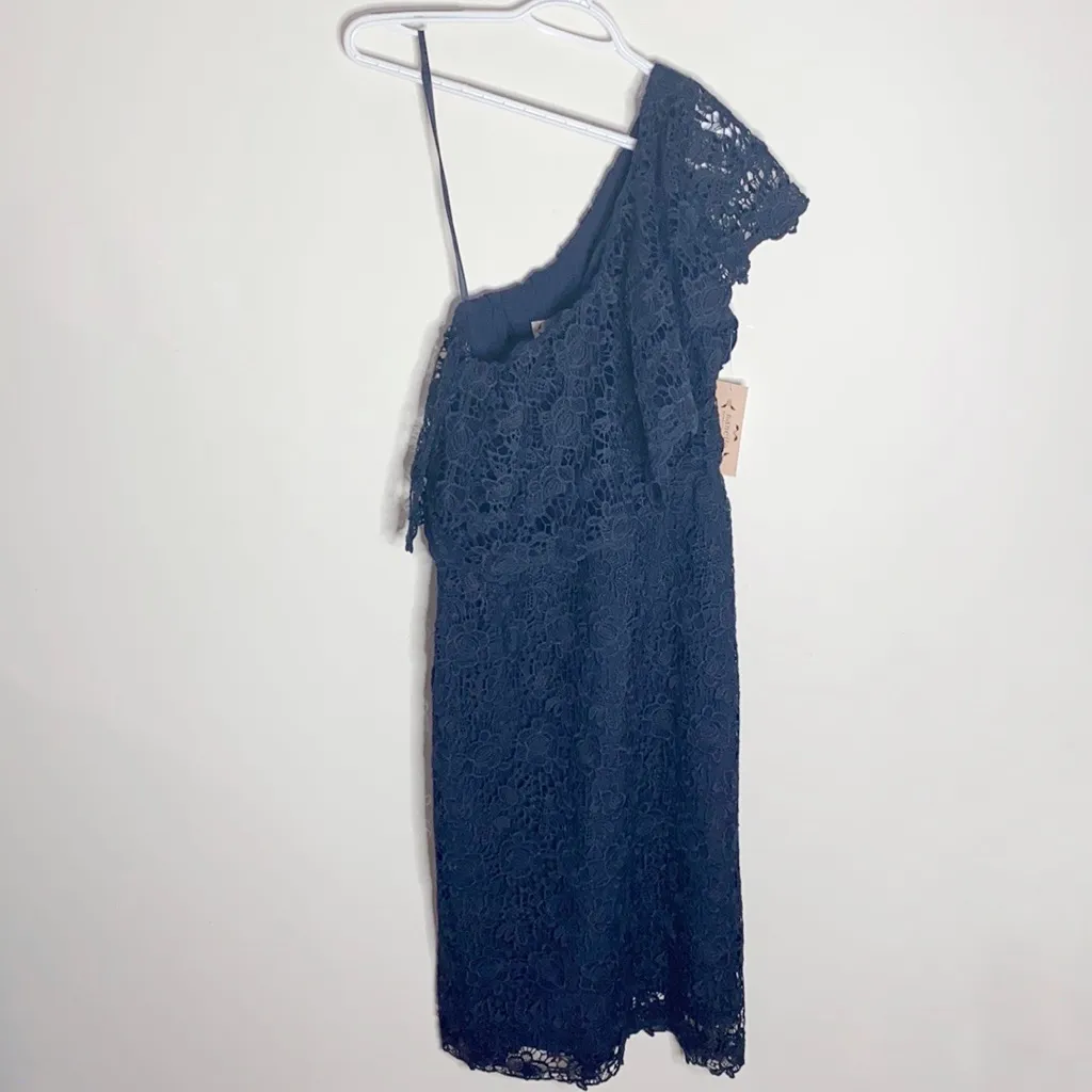 Nanette Lepore one shoulder lace sheath dress sz 8 - Image 4