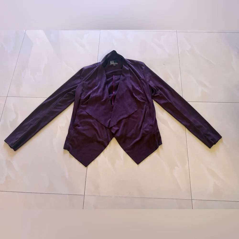 KUT from the Kloth Faux Suede Draped Open Lightweight Blazer Burgundy size XS - Image 15