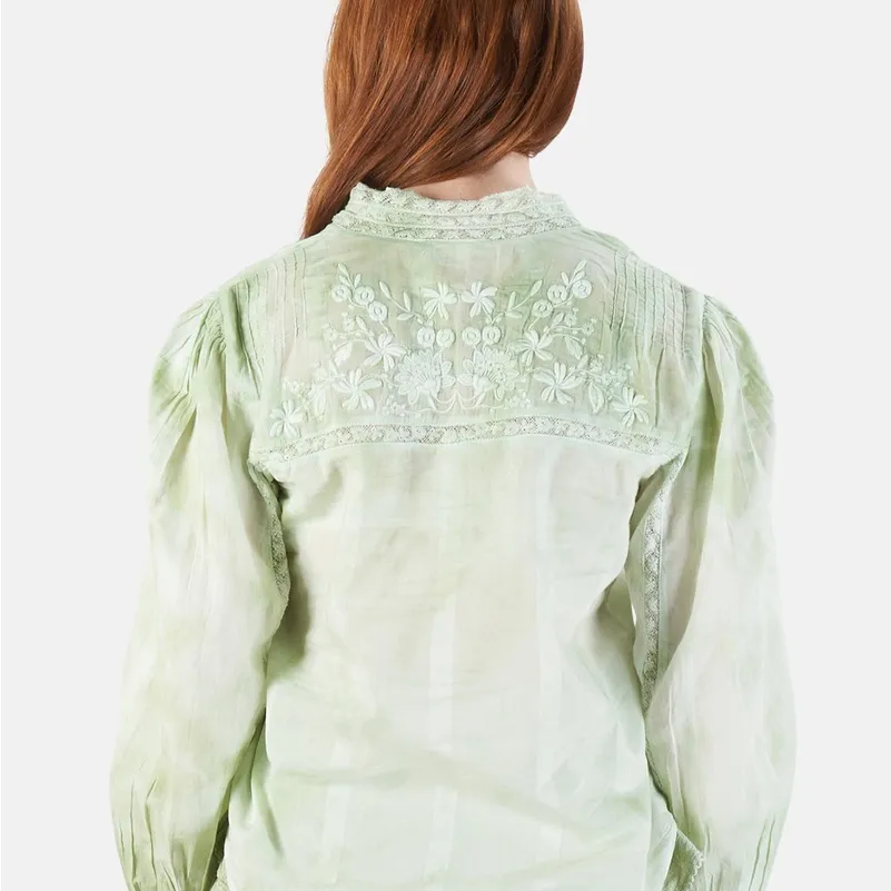 NWT LOVESHACKFANCY RONDA TOP IN GREEN MOSS - Image 2