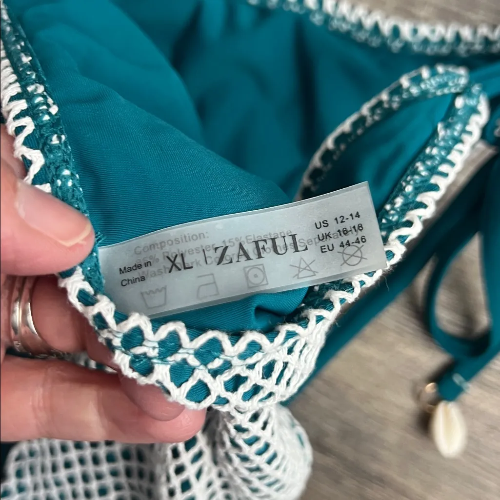 ZAFUL Multiway Triangle Bikini Set – Fishnet Side-Tie Bandeau Halter (XL) ♦️ - Image 9