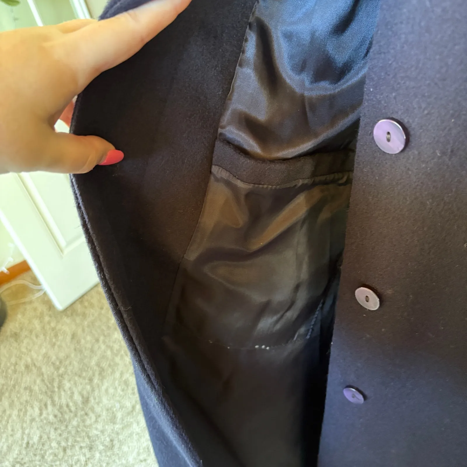 Vintage Navy Pennylane Long Coat Faux Fur Collar Wool Blend Formal Winter Blue Size undefined - Image 7