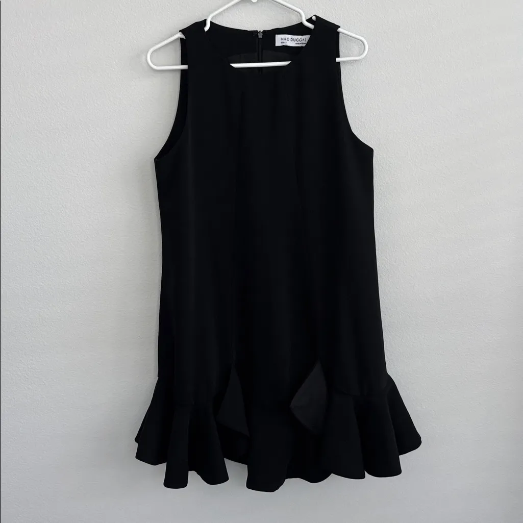 Anthropologie x Mac Duggal Sleeveless Ruffle Flare Black Mini Dress - Image 3