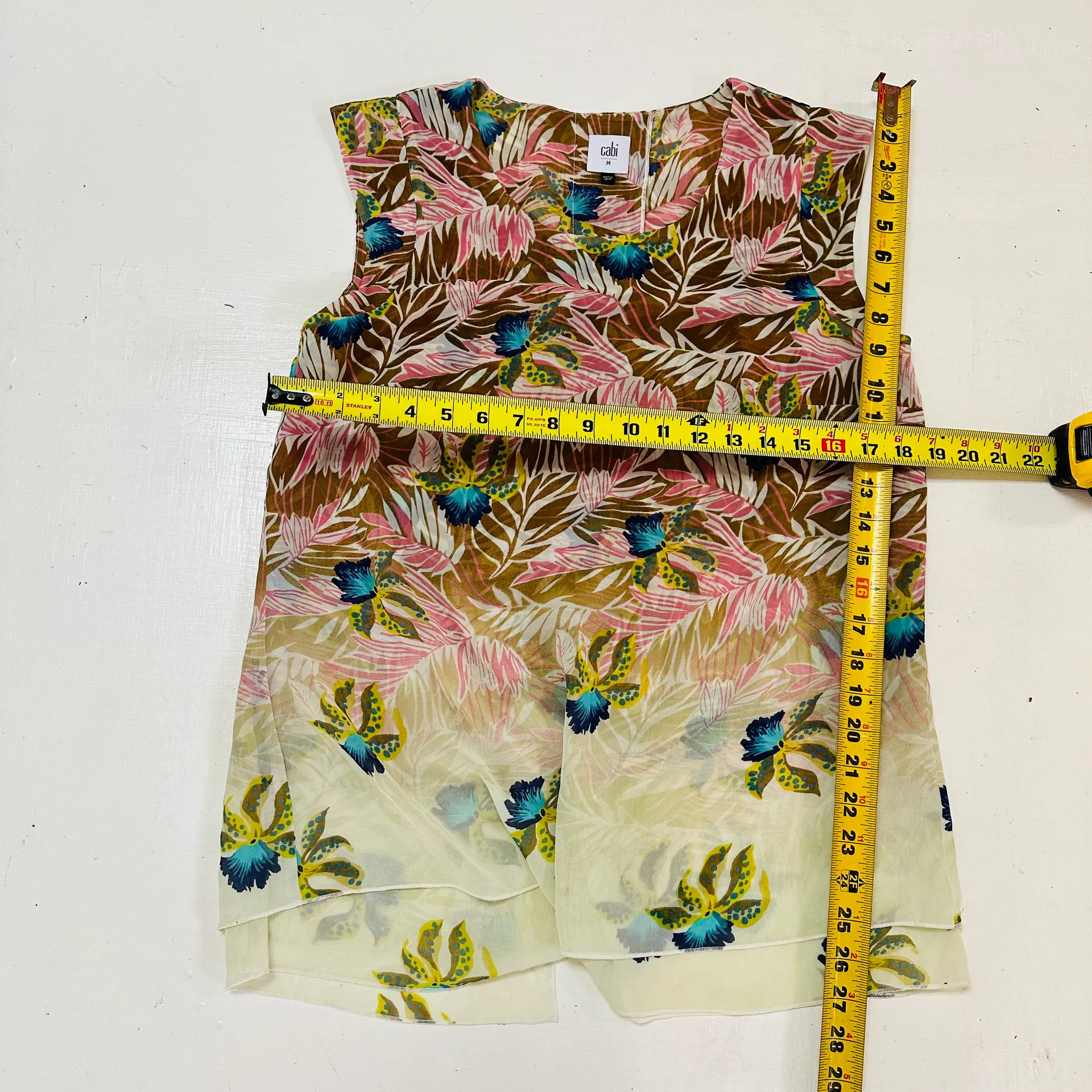 Tropical Tunic Parlor Top Split Sleeveless Blouse Size M - Image 4