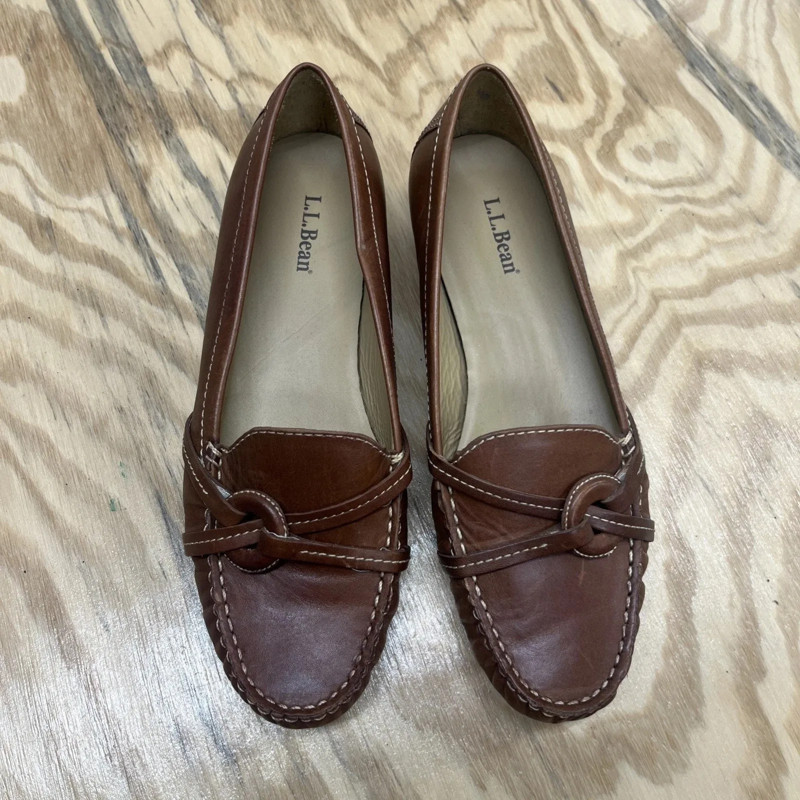LL Bean Leather Loafer Slip On Shoes Women’s 7.5M Brown Casual Flats Preppy Size 7.5 - Image 7