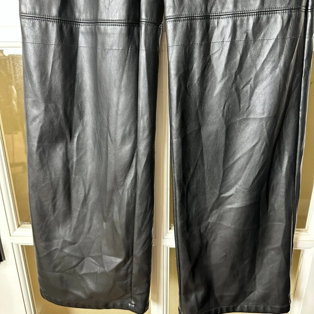 SHEIN Faux Leather Stretch Straight Leg Pants Trousers - Petite Small - Image 4