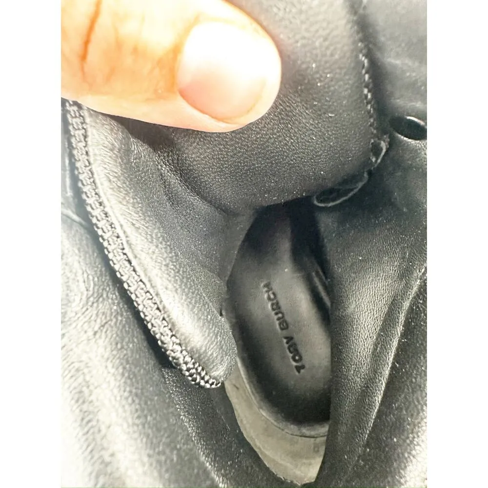 Tory Burch Miller Lug Sole Hiker Lace Up Black Leather Combat Boots Size 6.5M - Image 6