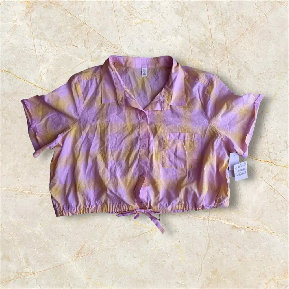 Pink and Yellow Cropped Shirt bp top 1x pink and yellow - Image 3