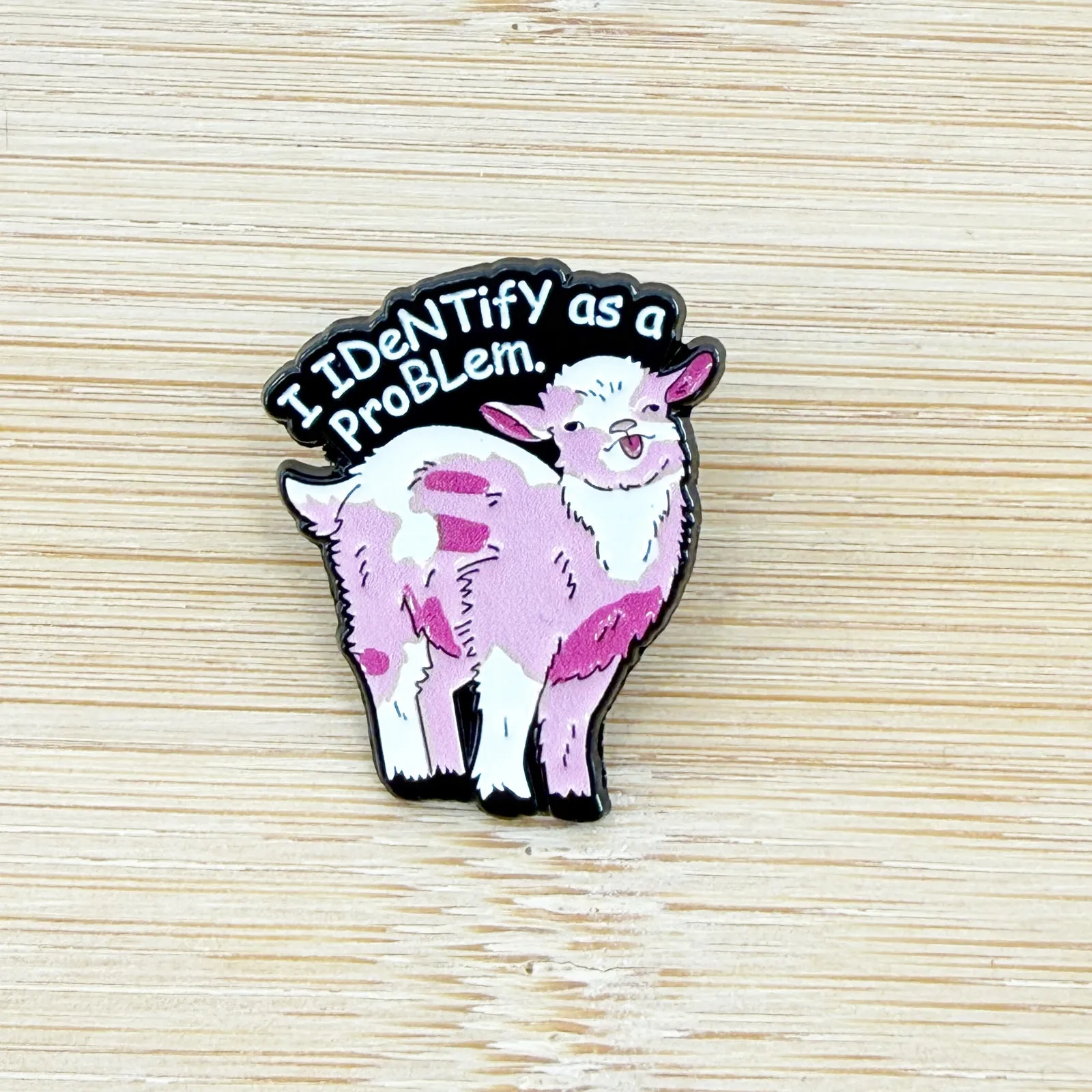 I Identify As A Problem Funny Soft Enamel Pin Pink - Image 2