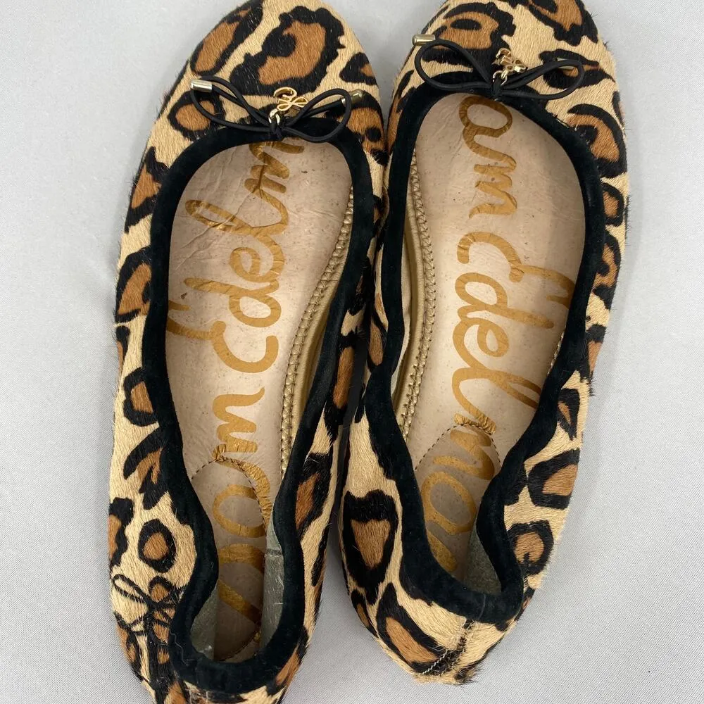 Sam Edelman Leopard Animal Print Leather Felicity Ballet Flats Size 6W - Image 8