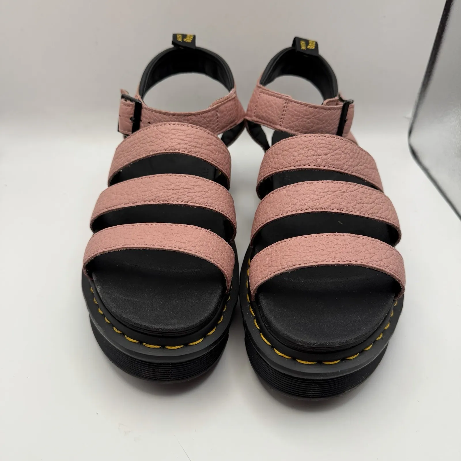 Dr. Martens Womens Sz 10 Blaire Flatform Peach Pink Leather Sandals New - Image 2