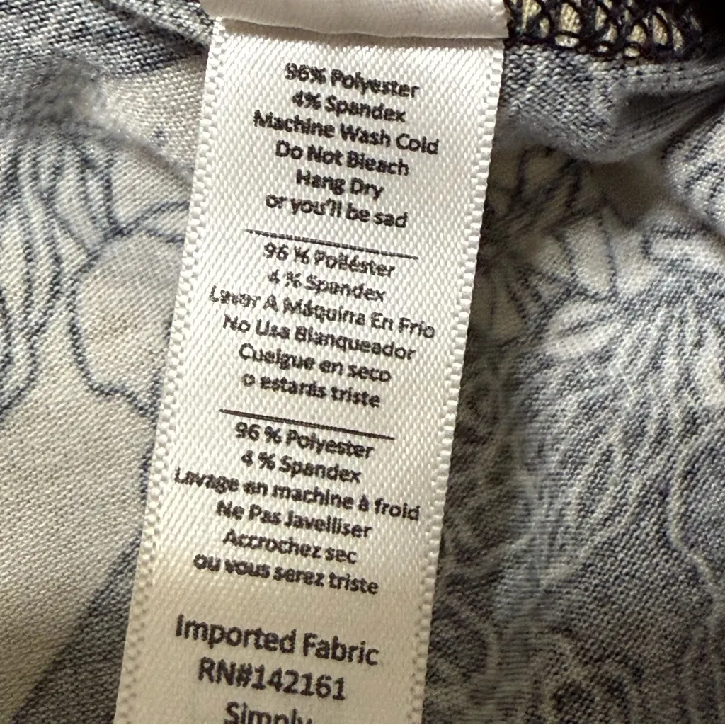 LuLaRoe Floral Chevron Print Tunic Top Black Beige Stretch Knit Shirt 3XL - Image 6