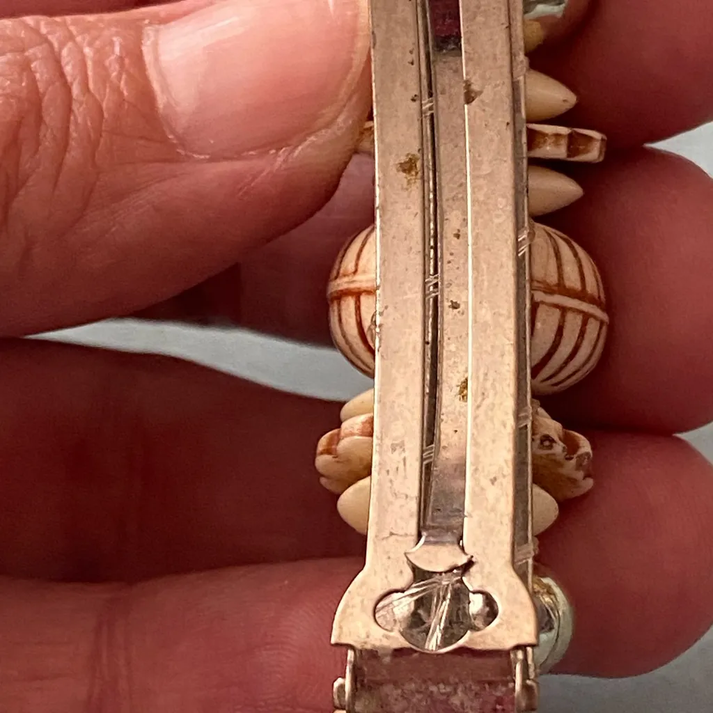 Vintage Beaded Hair Barrette Beige White Silver Tan Brown Beads 3” Long - Image 7