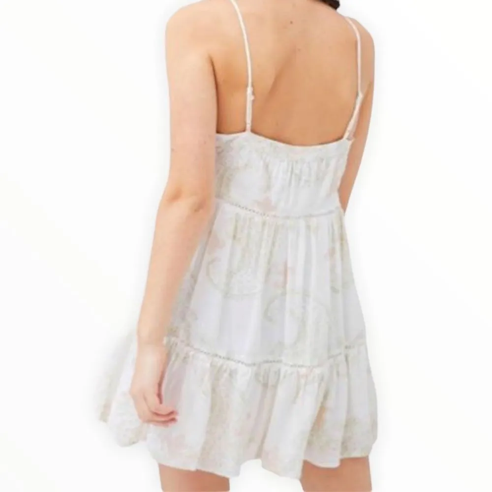 Urban Outfitters Cream Paisley Frocked Summery Mini Dress size Medium NWT - Image 3