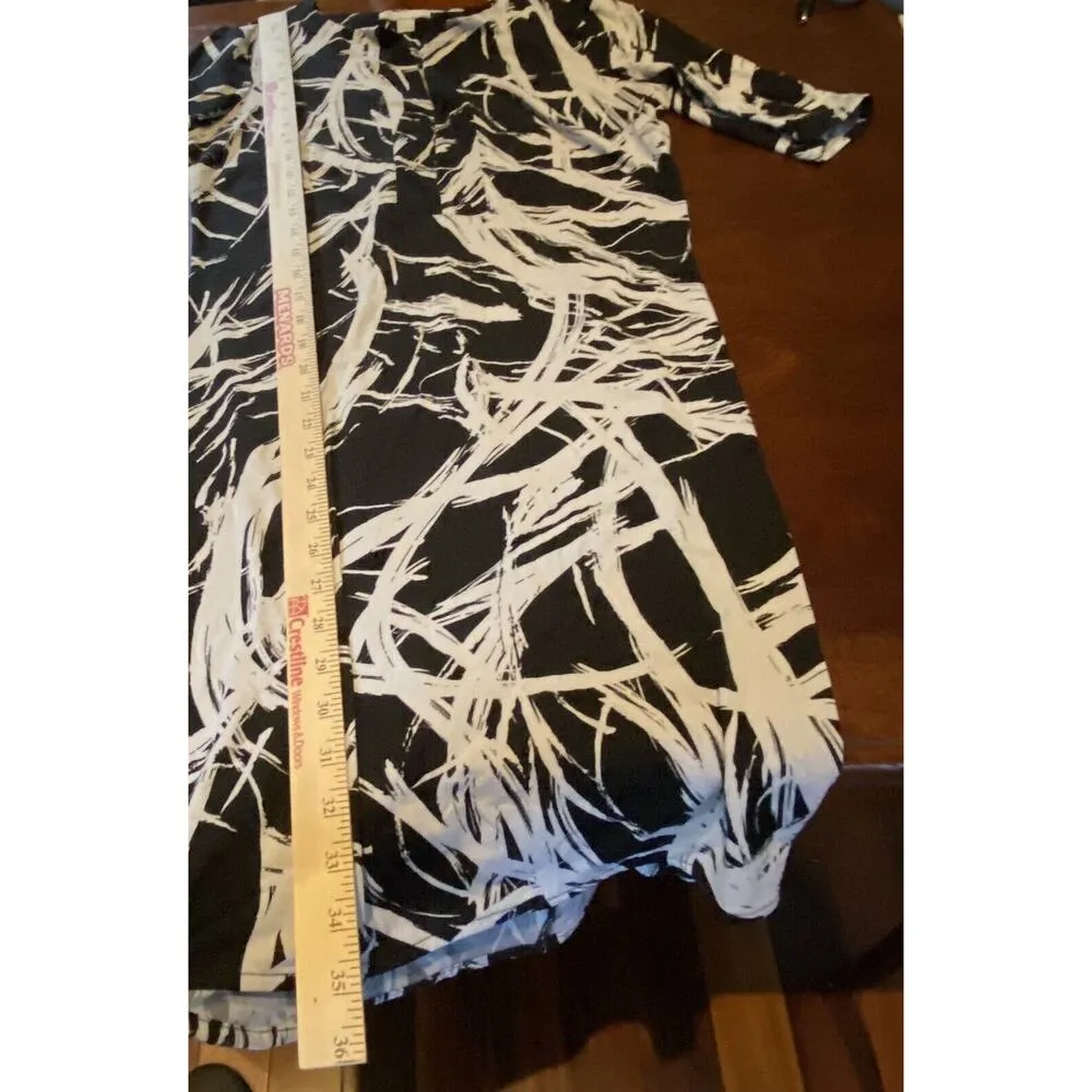 New York & Company Stretch Women's Small Black & White V Neck Dress Happy Hour - Image 5