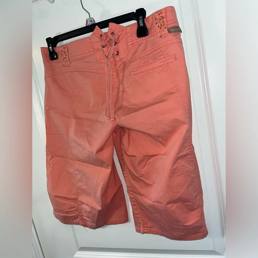 Candie’s Y2K Vintage Crystal Bead Lace Up Sparkle Cargo Utility StyleShorts Sz 9 - Image 7