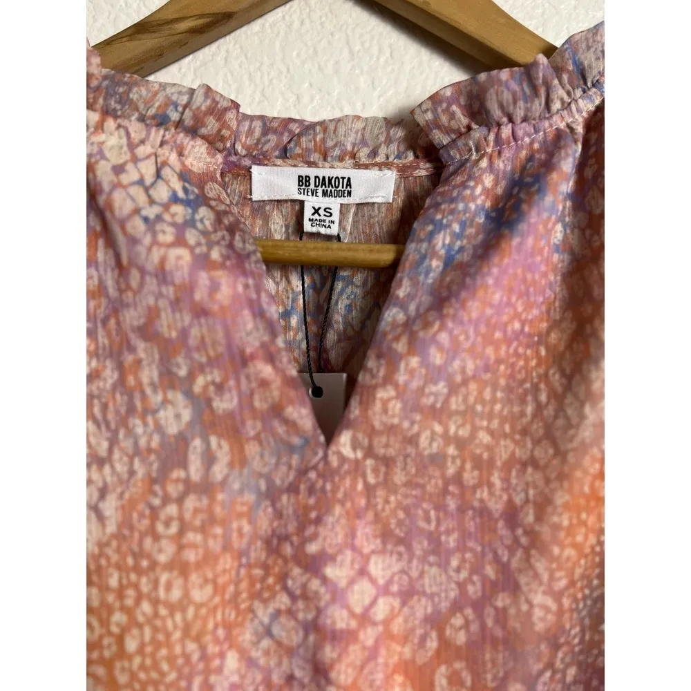 BB DAKOTA NEW Dreaming of Waves Pink Print Mini Dress Size XS - Image 57