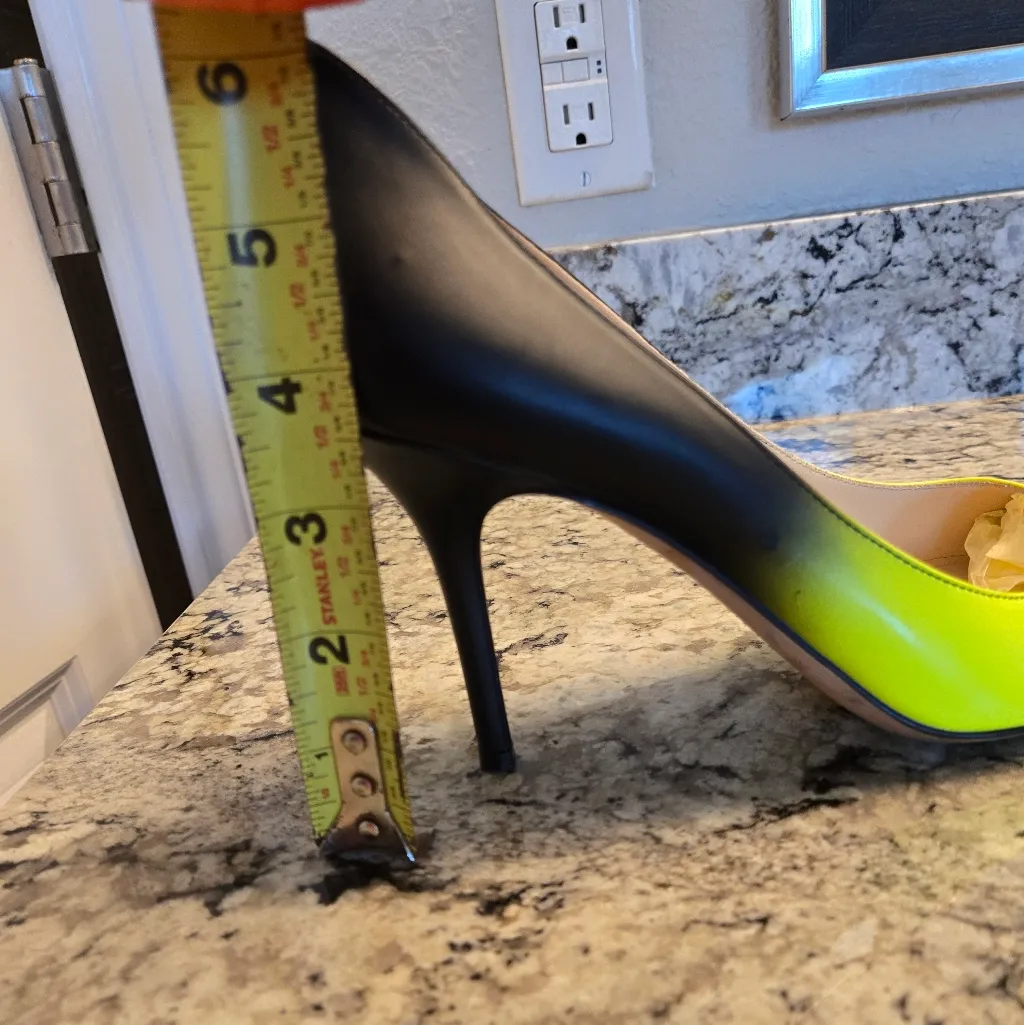 Jimmy Choo Agnes Degrade neon yellow green matte black Ombre pump heels 40.5 - Image 16