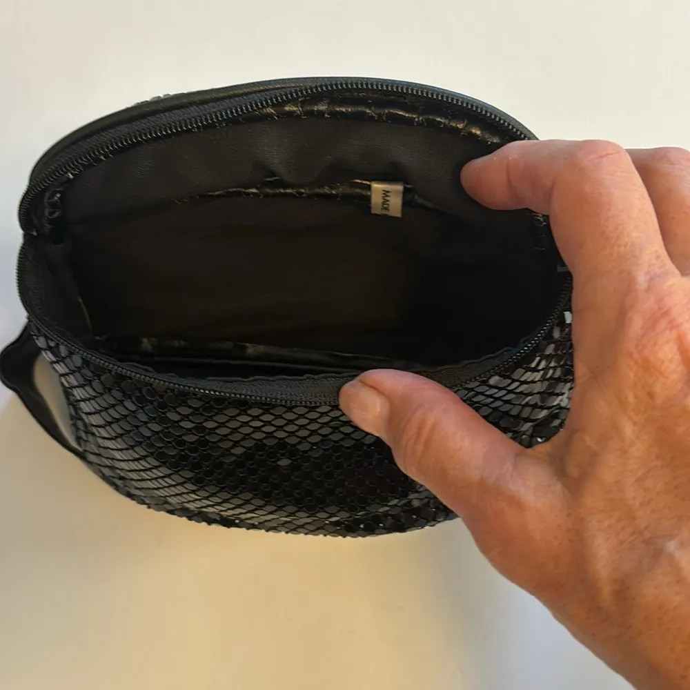 BLACK METAL MESH WAIST BELT BAG AWESOME FANNY PACK 8”X 3” VEGAN ADJUSTABLE STRAP - Image 5