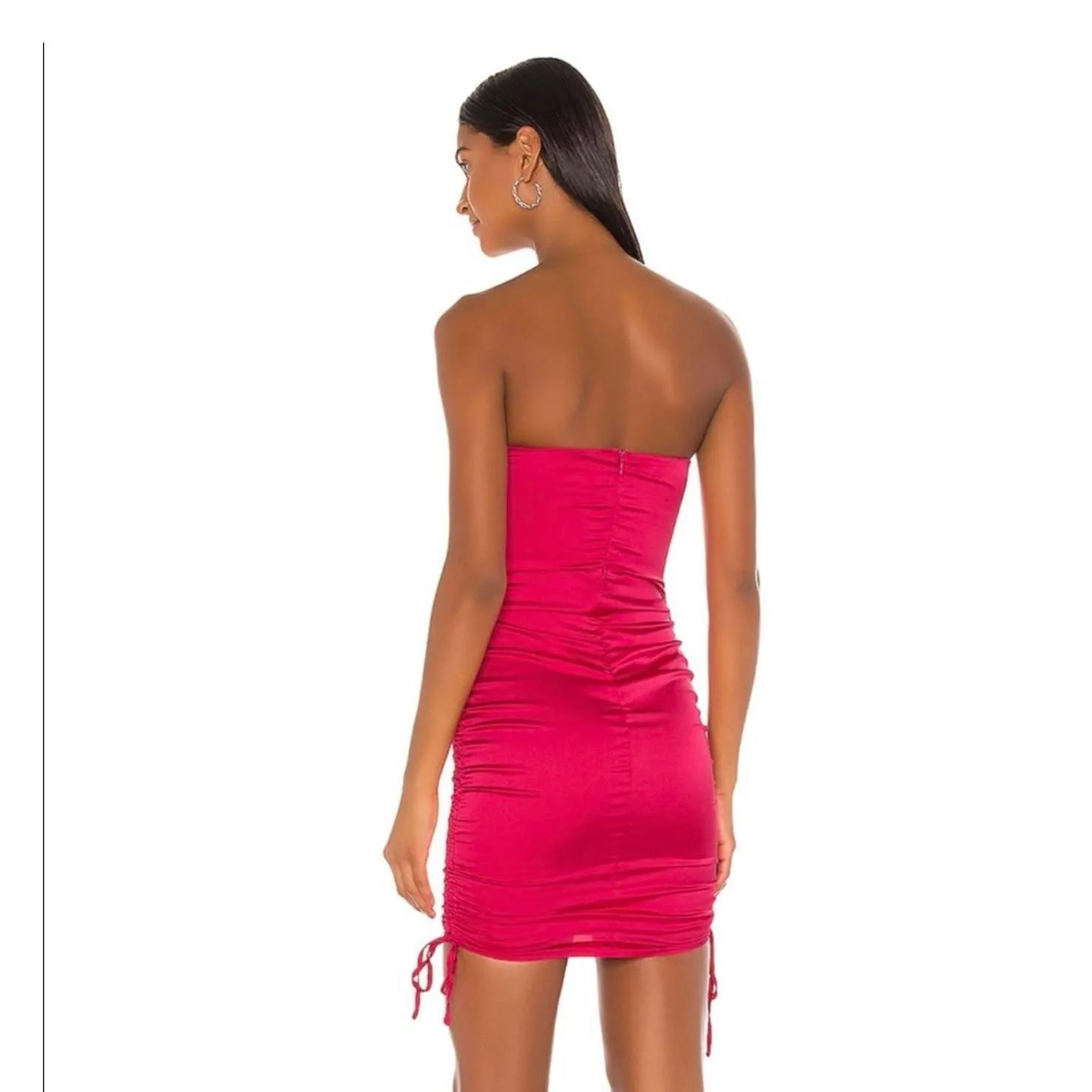 Superdown Lilou Strapless Mini Dress Hot Pink Satin Revolve NWT Size Small - Image 3
