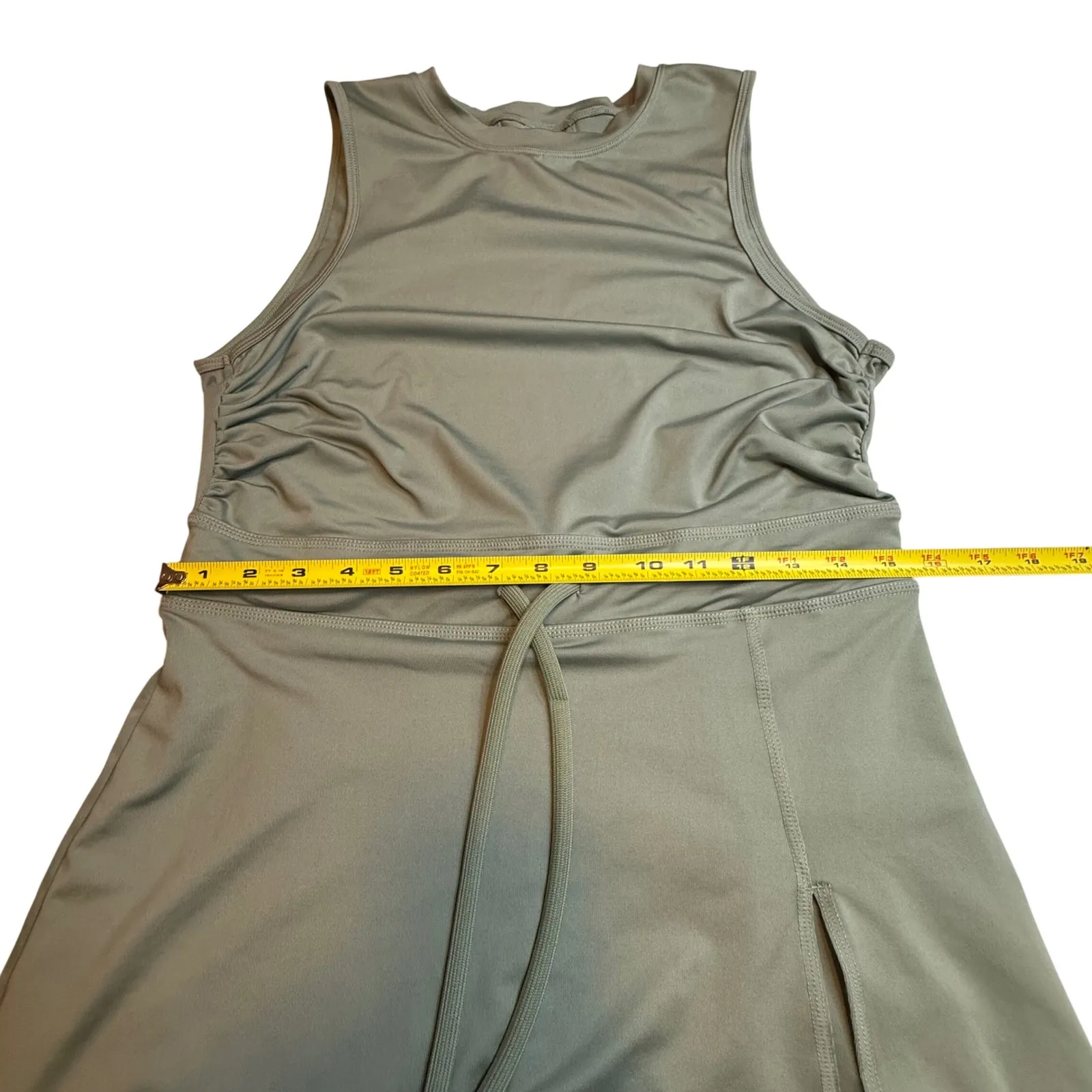 Caracilia Athletic Tennis Skirt Dress Sleeveless Open Back Drawstring Green Sz L Size L - Image 10