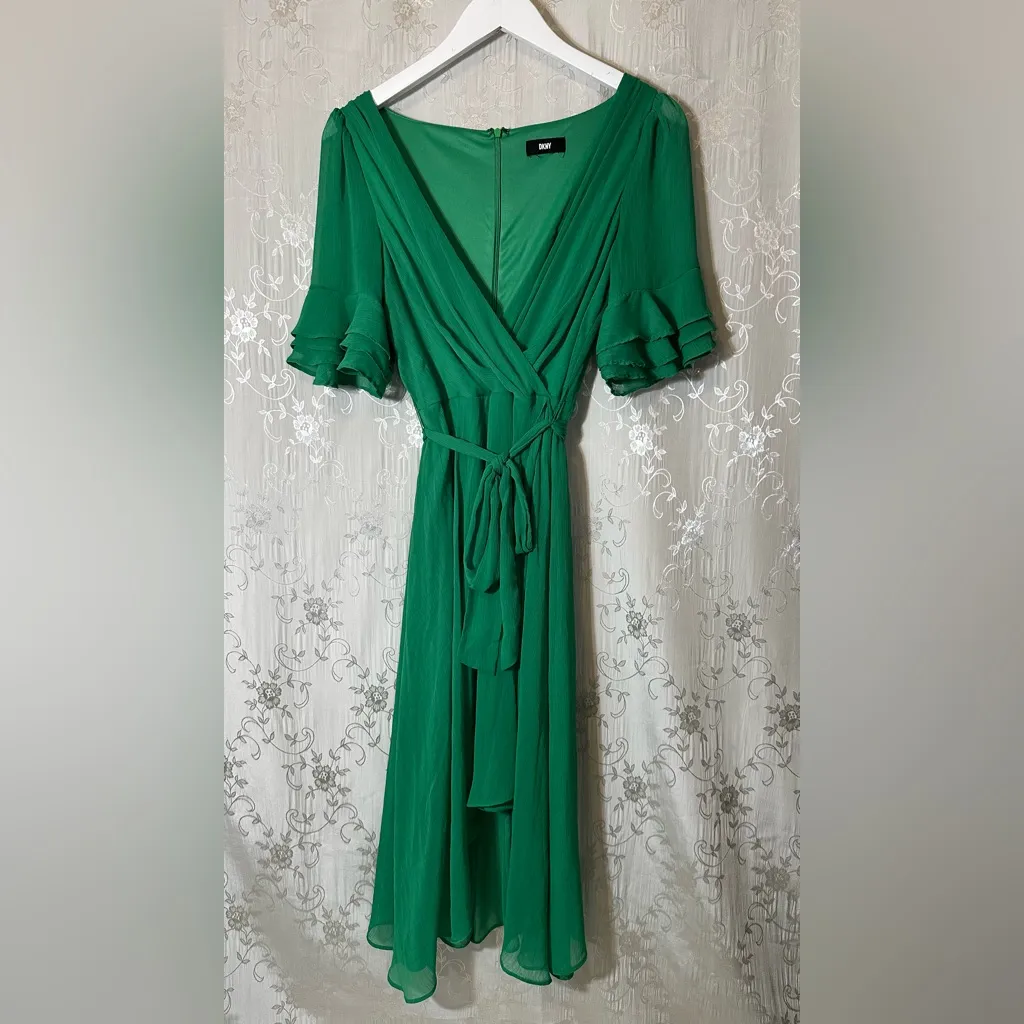 DKNY Vibrant Green High Low Dress - Image 3