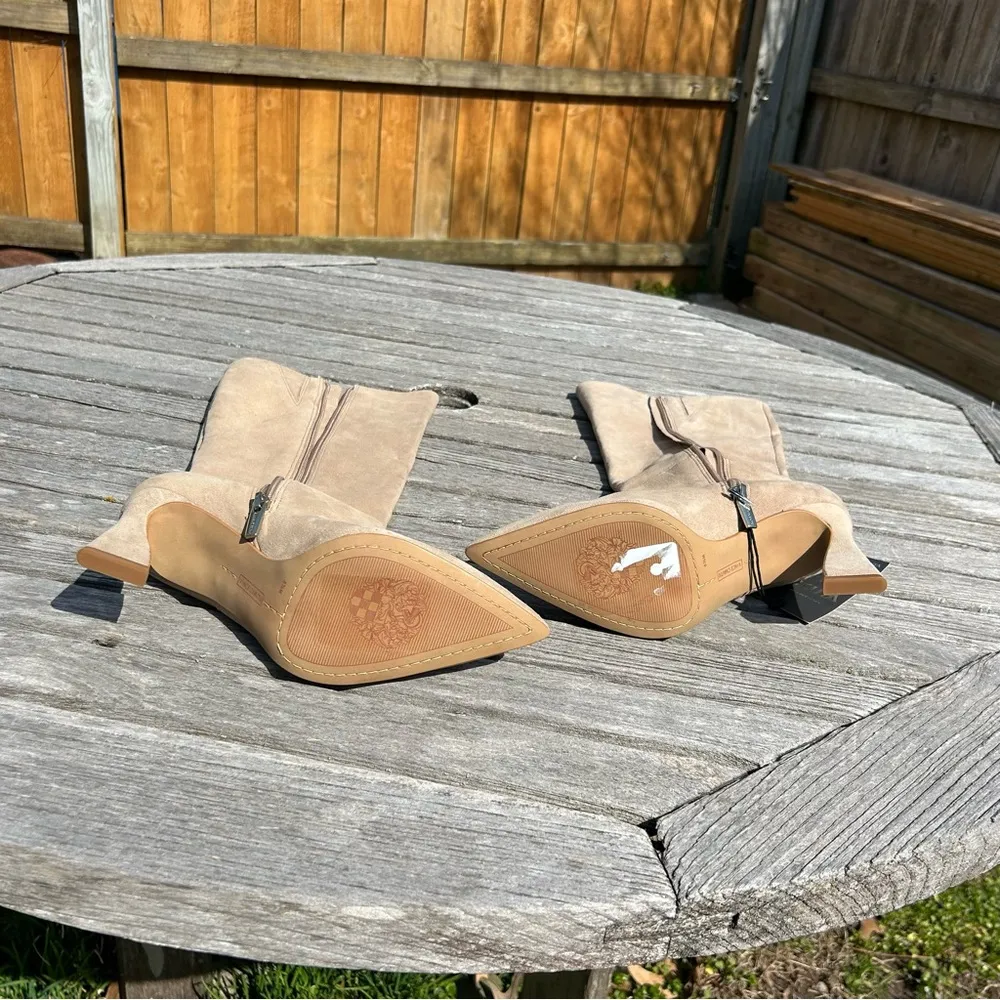 Vince Camuto Womens Tressara Beige Suede Side Zip Knee-High Boots Shoes size 8.5 - Image 12