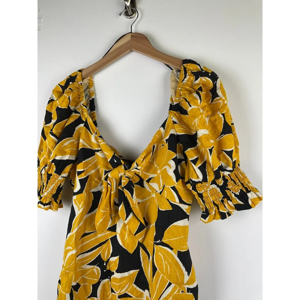NWT Who What Wear Women's Puff Elbow Sleeve Dress in Yellow Floral - Size S - Image 3