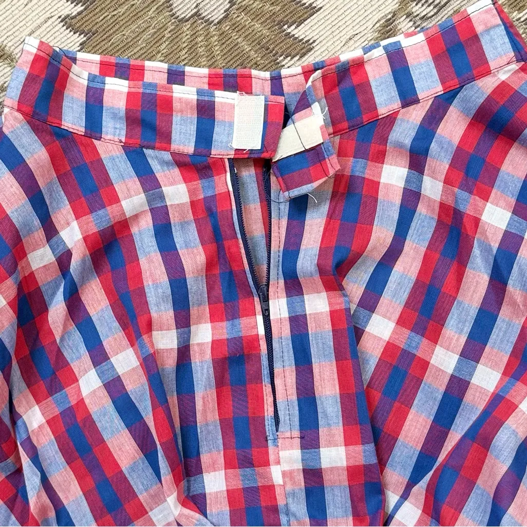 Handmade Skirt Square Dance Line Dancing Red White Blue Plaid S Small M Medium - Image 4