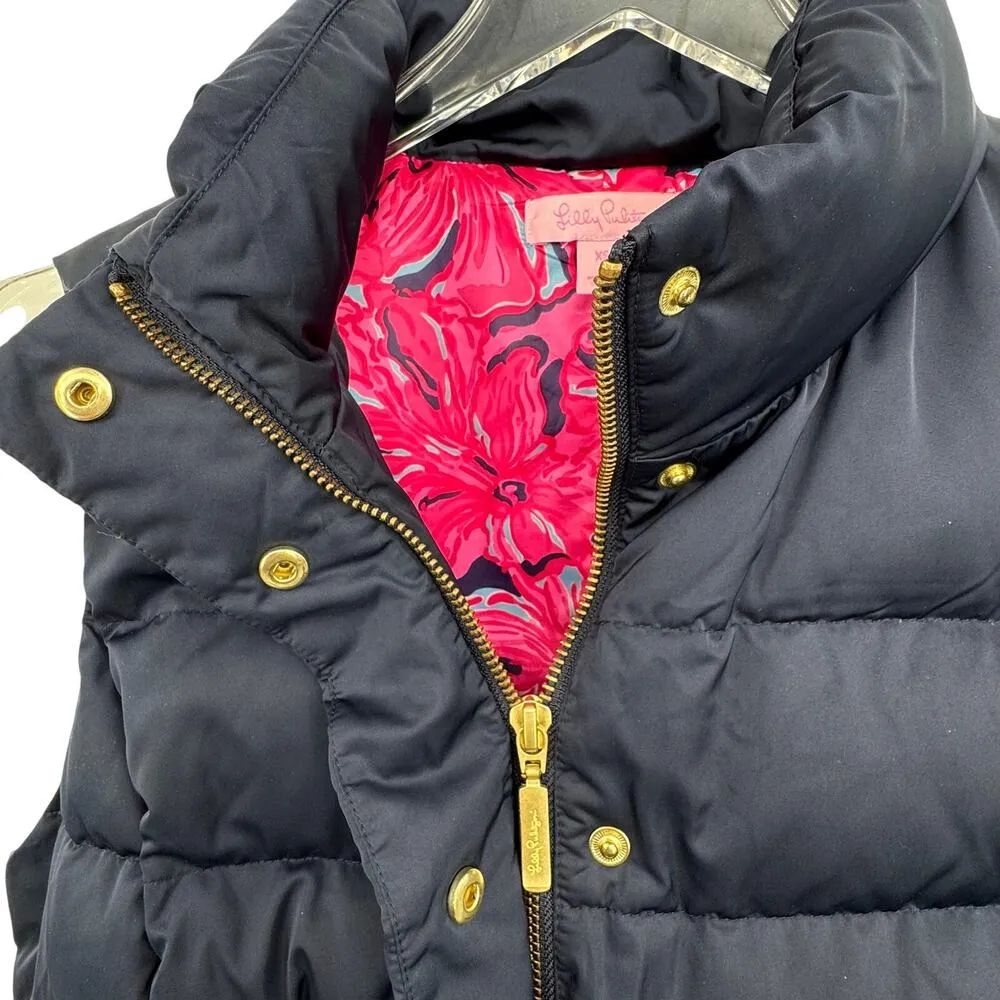 Lilly Pulitzer Isabelle puffer vest down filled XS zip front quilted navy blue - Image 8