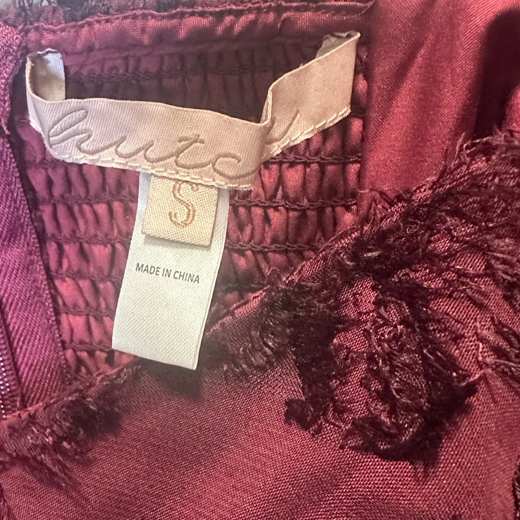 Anthropologie‎ Hutch The Medley Blouse Top Belle Sleeves Burgundy Size Small - Image 3