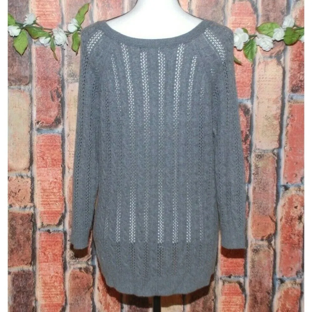 American Eagle Outfitters Ladies Gray Sweater Size S Eyelets Sheer Long Sleeve - Image 5