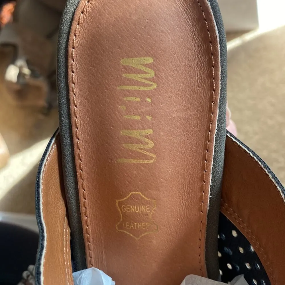 Mi.iM Isabella Wedge Mules 8.5 Brown Leather Heels - Image 5