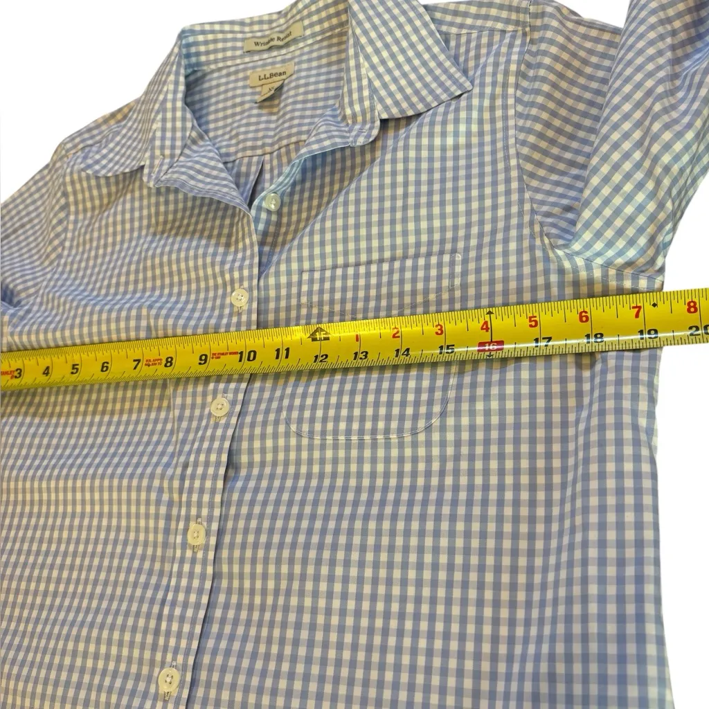 LL Bean Wrinkle Resistant Plaid Button Up Shirt Long Sleeve Cotton Women XS Pet Blue Size undefined - Image 6