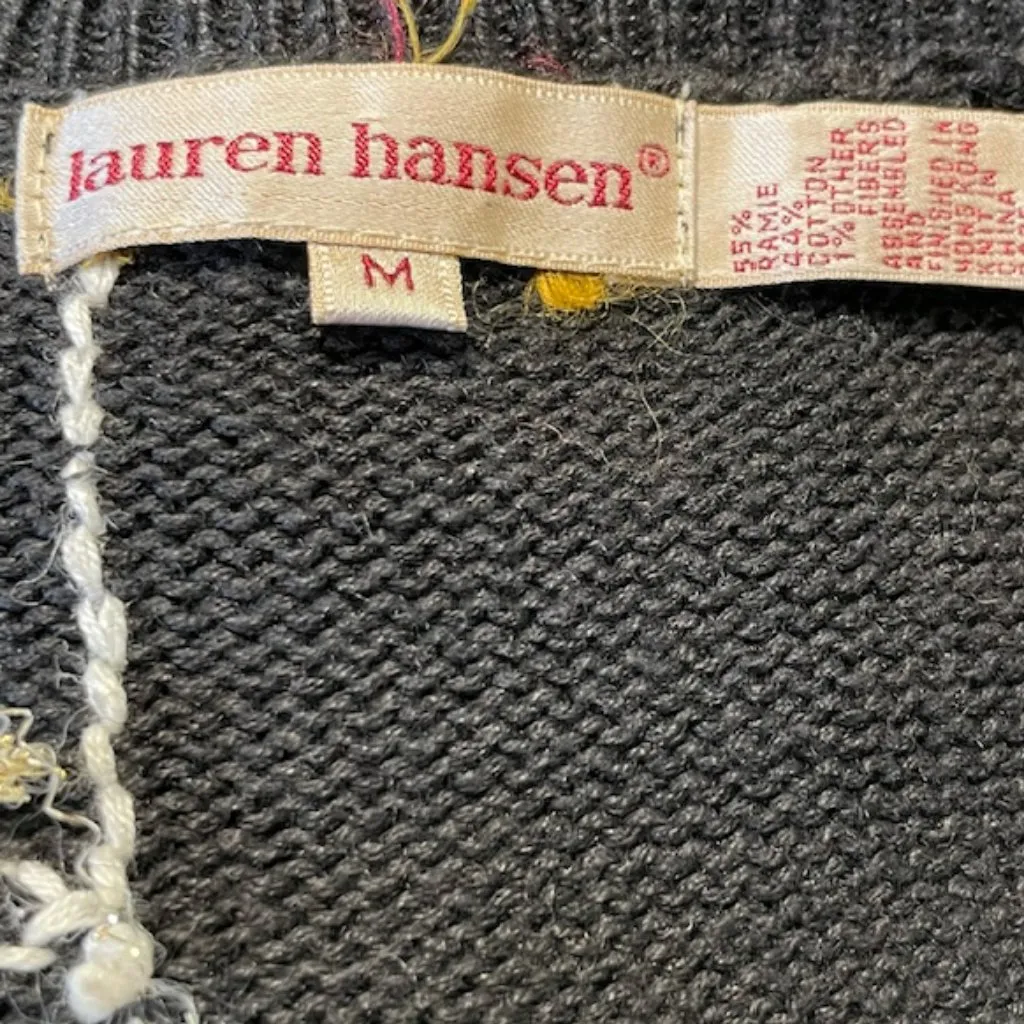 Vintage Cardigan Sweater Vest Halloween Knit Multicolor Embroidered Medium Orange - Image 8