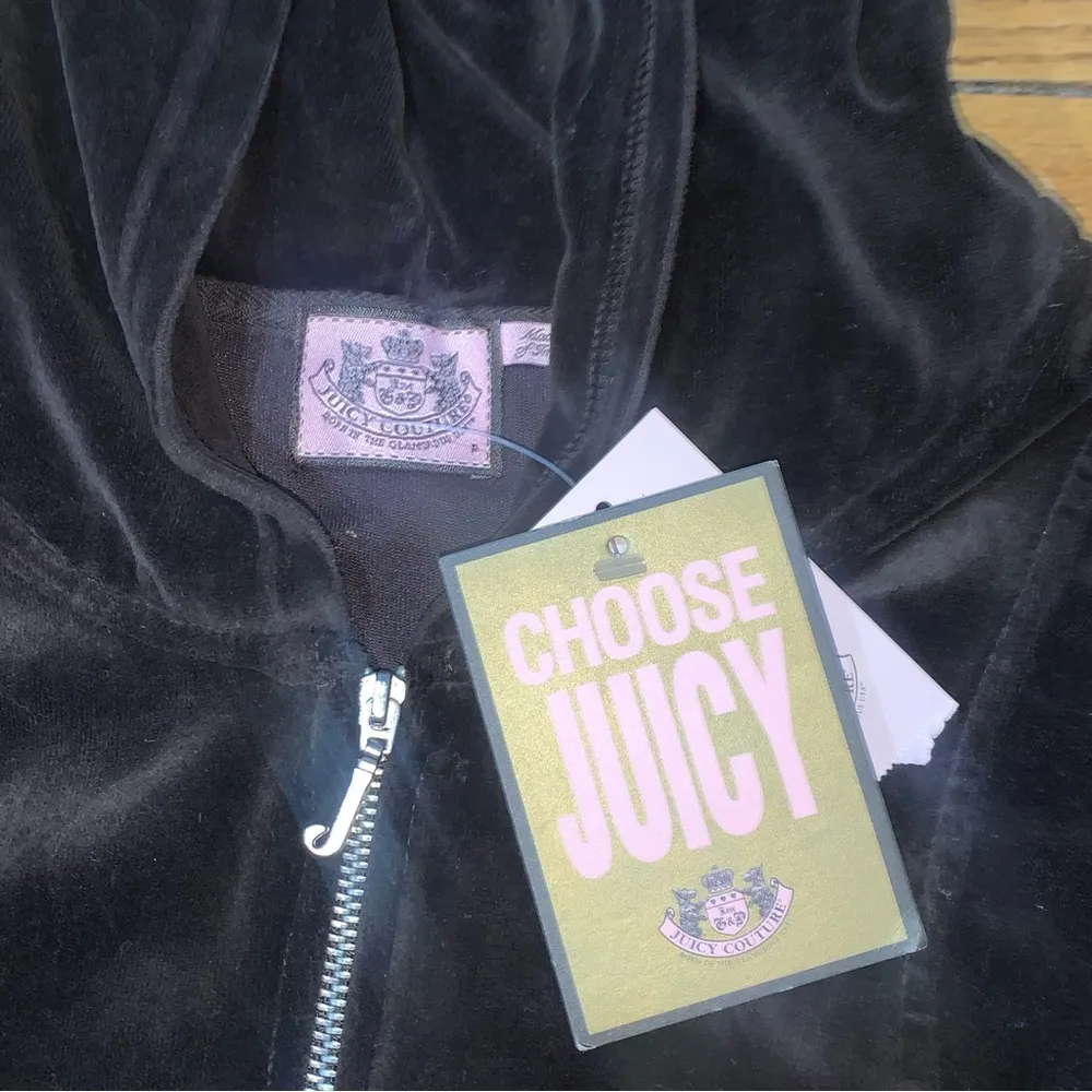 Juicy Couture Pam Gela Grant Velour Basic Tracksuit Jacket Black Women's Petite - Image 5