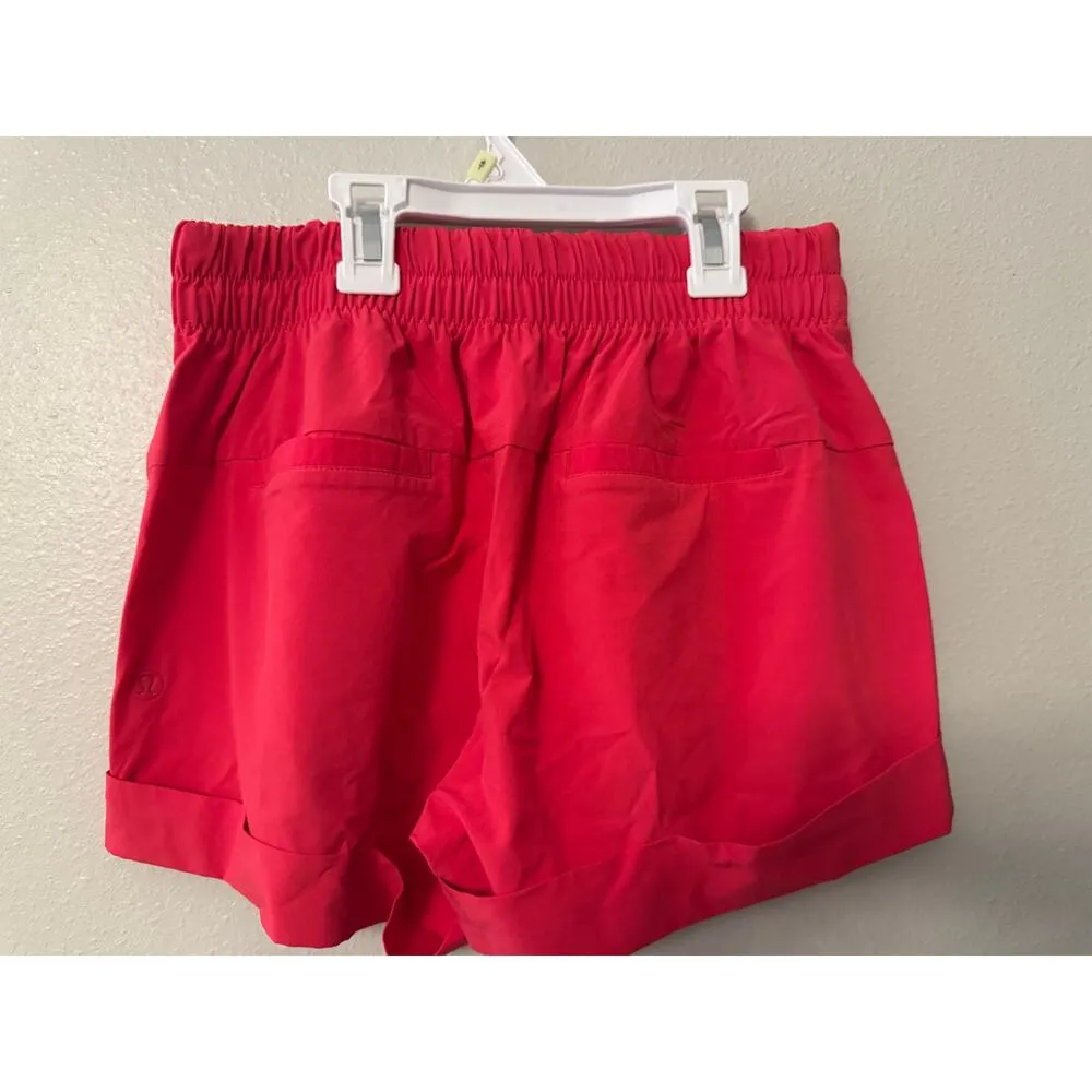 Lululemon watermelon pink running athletic cuffed tie waist shorts women's 4 - Image 2