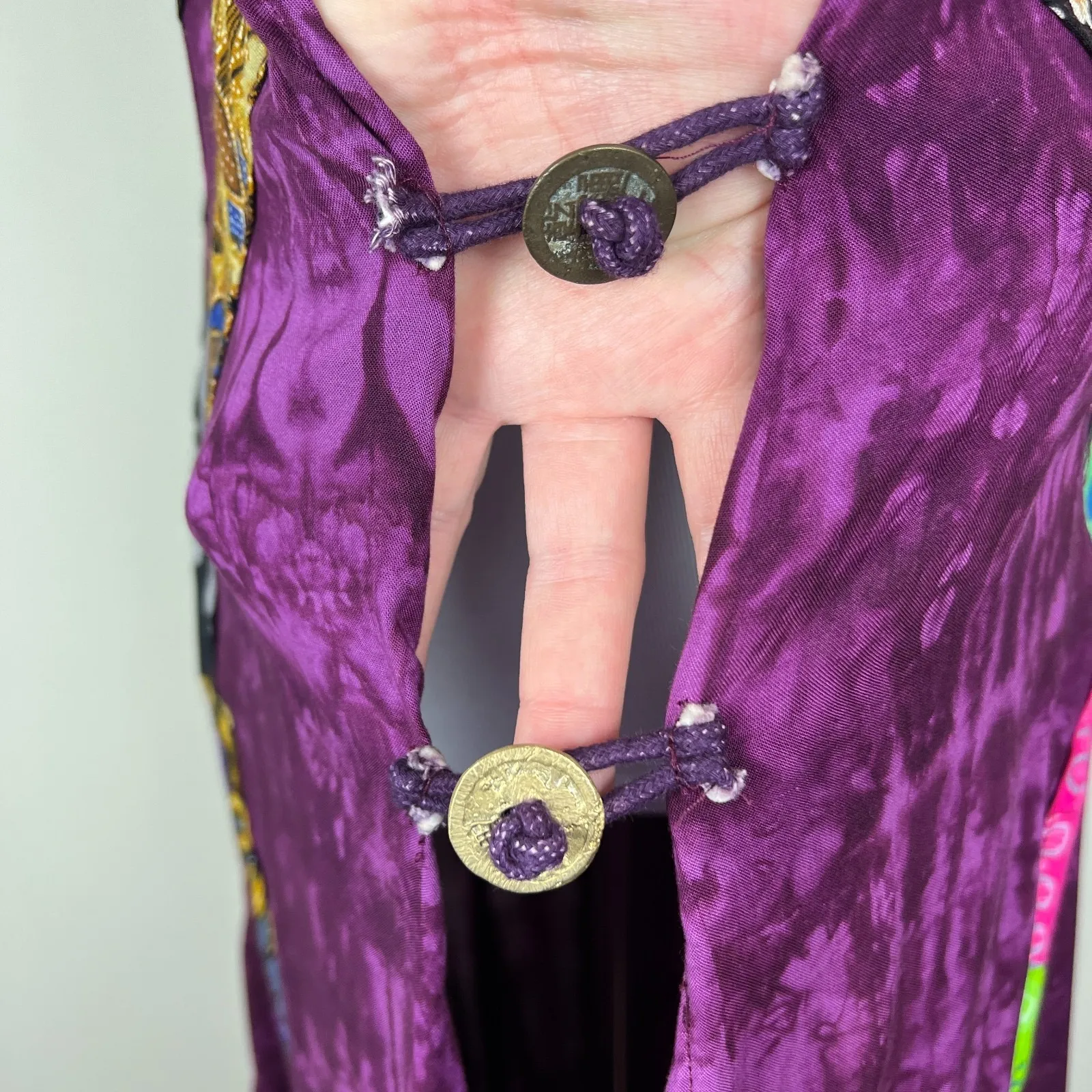 Nativewear Designs Duster Vest Women Medium Purple Tie Dye Boho Patchwork Unique - Image 5