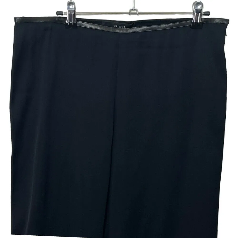 Gucci  Wide Leg  Trousers Dress Pants Black Mid Rise Womens Size IT 44 US L - Image 2