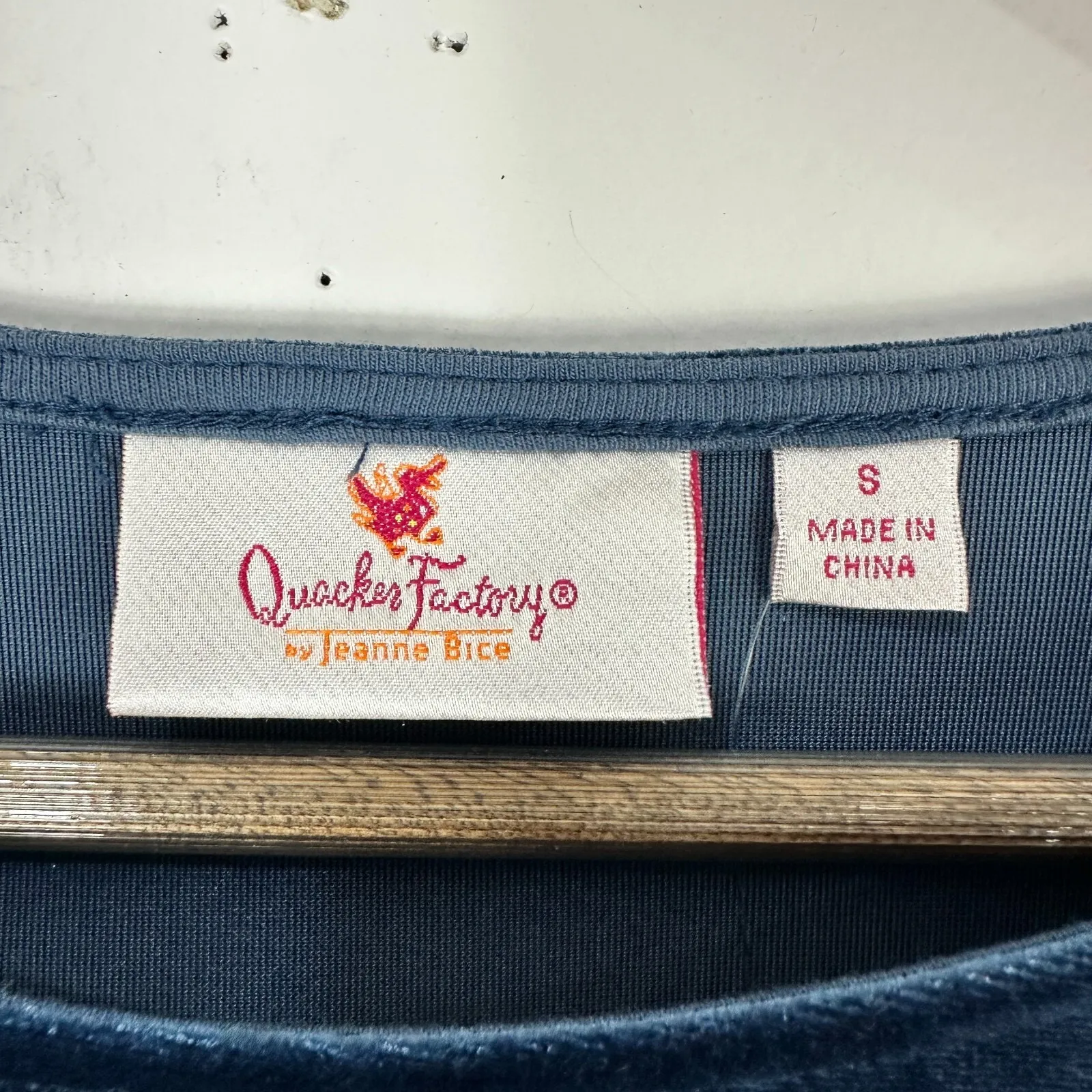 Quacker Factory Velvet Embroidered Floral Dress Small Blue Cottage Romantic NWT - Image 2