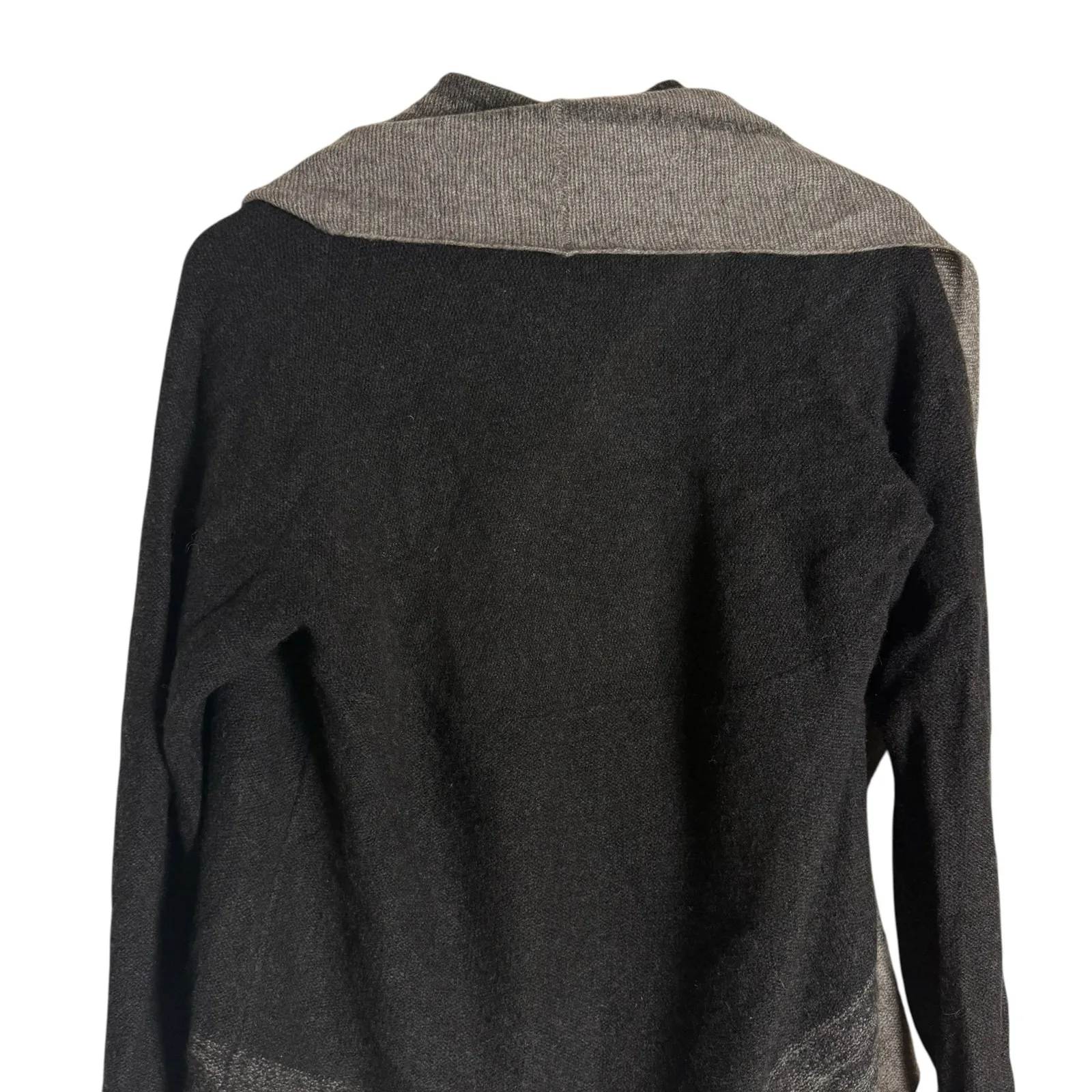 Eileen Fisher Black Gray Ombre Knit Open Front Yak Wool Silk Cardigan Sweater M - Image 6